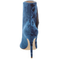 beautiful navy blue velvet leather women high boots